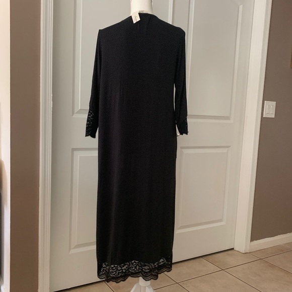 SOMA lace trim micro dots black duster/robe - Picture 6 of 8